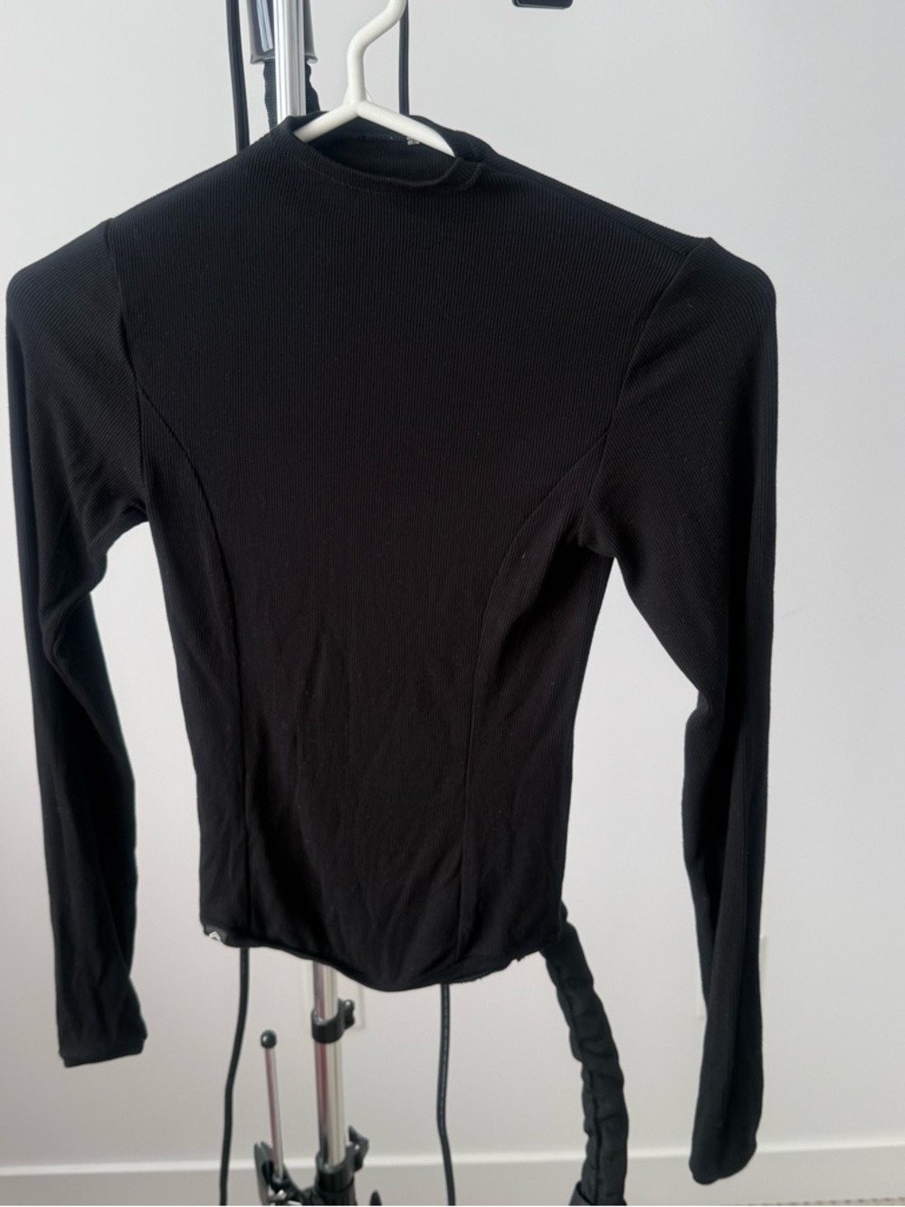 Oner Active Mellow Ribbed Mock Neck Long Sleeve Top - Black XS